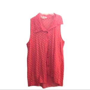 Pink and White Polka Dotted Sleeveless Tank Top